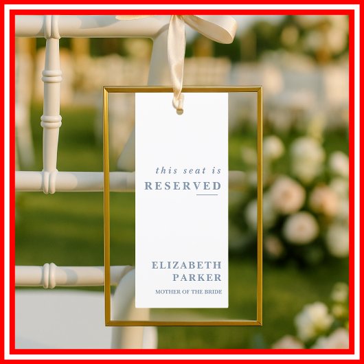 Invitation Étiquette de mariage avec places réservées Bleu Po