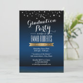 Invitation Étiquette d'or élégant Starry Night Graduation Par (Debout devant)