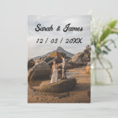 Invitation Étiquette photo Mariage simple (Debout devant)