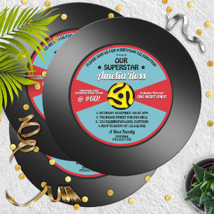 Invitation Étiquette vintage Vinyl 45 Record Anniversaire