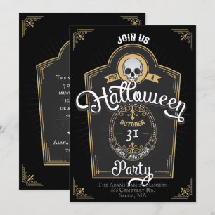 Invitation Étiquette Whiskey de la fête d'Halloween