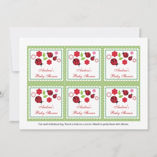 Invitation Étiquettes de faveur de baby shower de Madame Bug (Devant)