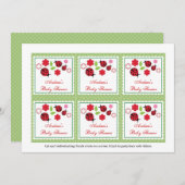 Invitation Étiquettes de faveur de baby shower de Madame Bug (Devant / Derrière)