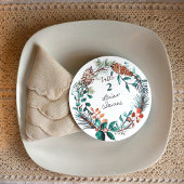 Invitation Étiquettes de nom de couronne de pin eucalyptus pi