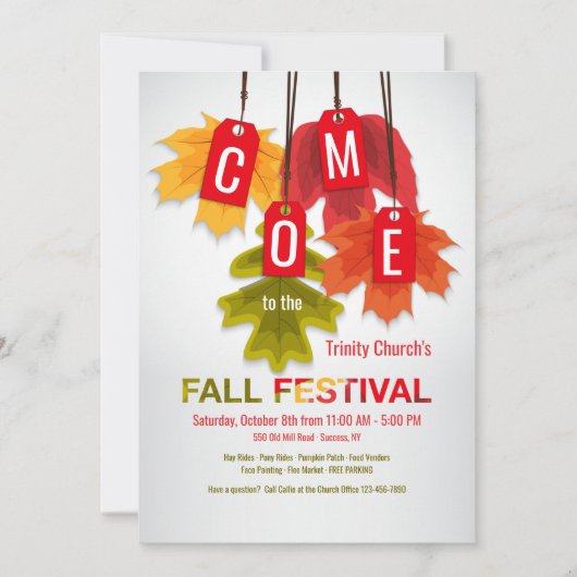 Invitation Étiquettes Feuille d'automne (Devant)