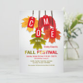 Invitation Étiquettes Feuille d'automne (Debout devant)
