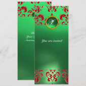 Invitation ÉTOFFE DAMASSÉE ÉMERAUDE PIERRE FINE MONOGRAMME ve (Devant / Derrière)