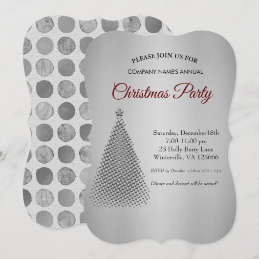 Invitation étoile Argent de Noël (Devant / Derrière)
