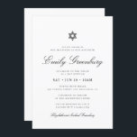 Invitation Étoile bat mitzvah de David Minimaliste Moderne<br><div class="desc">Design est composé de typographie sans serif et de typographie cursive joueuse sur un arrière - plan simple. Disponible ici : http://www.zazzle.com/store/selectpartysupplies</div>