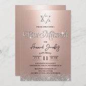 Invitation Étoile bat mitzvah de David Rose moderne or juif (Devant / Derrière)