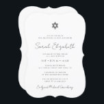 Invitation Étoile Bat mitzvah minimaliste moderne de David<br><div class="desc">Design est composé de typographie sans serif et de typographie cursive joueuse sur un arrière - plan simple. 

Disponible ici : http://www.zazzle.com/store/selectpartysupplies</div>