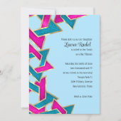 Invitation Étoile bat mitzvah rose turquoise de David (Devant)
