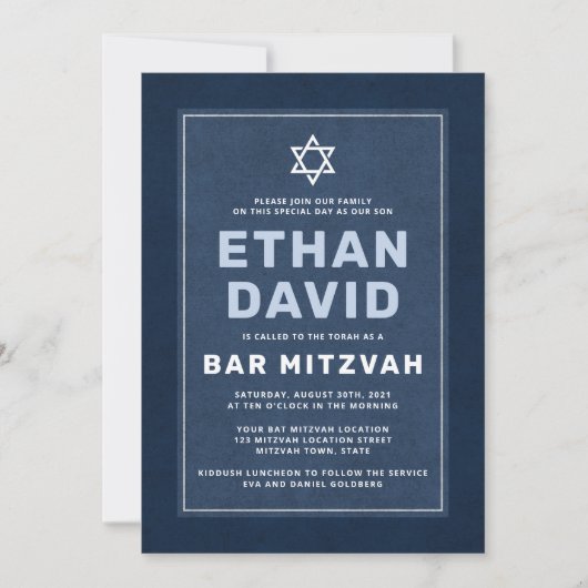 Invitation Etoile blanche moderne de David bar mitzvah (Devant)