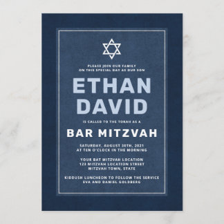 Invitation Etoile blanche moderne de David bar mitzvah