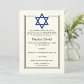 Invitation Étoile bleue de David double bordure Bar Mitzvah (Debout devant)