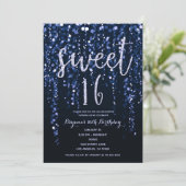Invitation Étoile brillante bleu violet doux 16 Party (Debout devant)