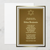 Invitation Étoile de David Bar Mitzvah en or blanc (Devant / Derrière)