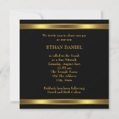 Invitation Étoile de David Bar Mitzvah Or Noir (Dos)