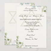 Invitation Etoile De David Et Aquarelle Fleurs Sauvages Juif (Devant / Derrière)