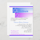 Invitation Étoile de David Gradient bleu pourpre Mitzvah (Devant / Derrière)