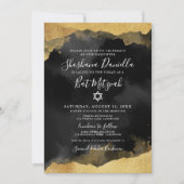 Invitation Étoile de David Mitzvah Aquarelle Or (Devant)