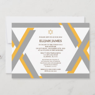 Invitation Étoile de David moderne élégante en or Bar Mitzvah