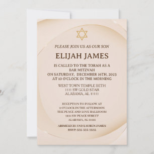 Invitation Étoile de David moderne élégante en or Bar Mitzvah