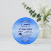 Invitation Étoile de David Ombre Bleue Bar Mitzvah Nom Hébreu (Debout devant)