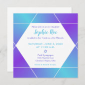 Invitation Étoile de David ombrée bleue et violett (Devant / Derrière)