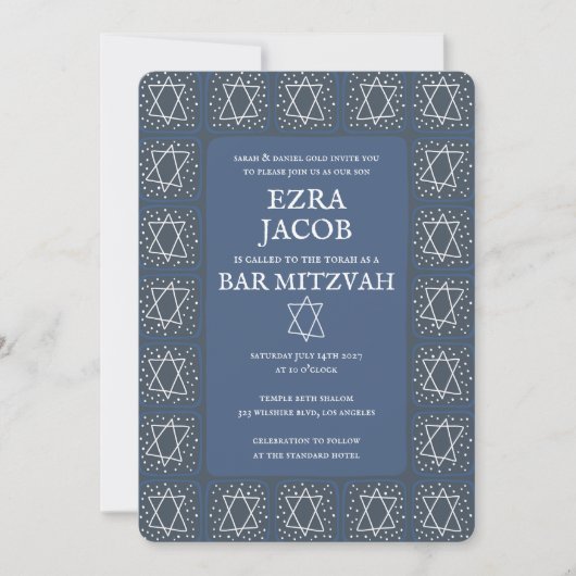 Invitation Étoile de David Tiles Custom Bar Mitzvah B'nai Bat (Devant)