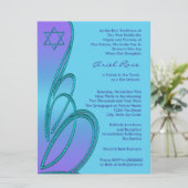 Invitation Étoile de David violette sarcelle pour Bat Mitzvah (Debout devant)