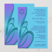 Invitation Étoile de David violette sarcelle pour Bat Mitzvah (Devant / Derrière)