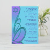 Invitation Étoile de David violette sarcelle pour Bat Mitzvah (Debout devant)