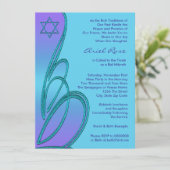 Invitation Étoile de David violette sarcelle pour Bat Mitzvah (Debout devant)