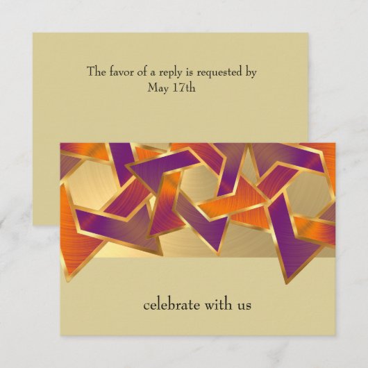 Invitation Étoile de look métallique bat mitzvah de David RSV (Devant / Derrière)