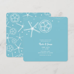 Invitation Étoile de mer blanche et sarcelle Élégant mariage 