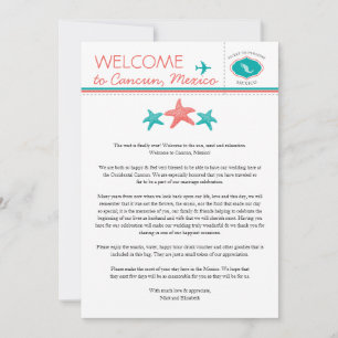 Invitation Étoile de mer Corail Sarcelle Mexique Mariage Bien