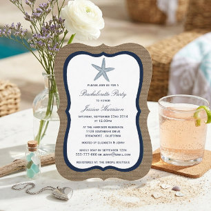 Invitation Étoile de mer de la marine Plage Burlap Enterremen