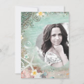 Invitation Étoile de mer élégante perles de plage Photo de do (Dos)