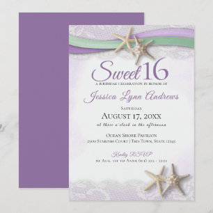 Invitation Étoile de mer et dentelle Sweet 16