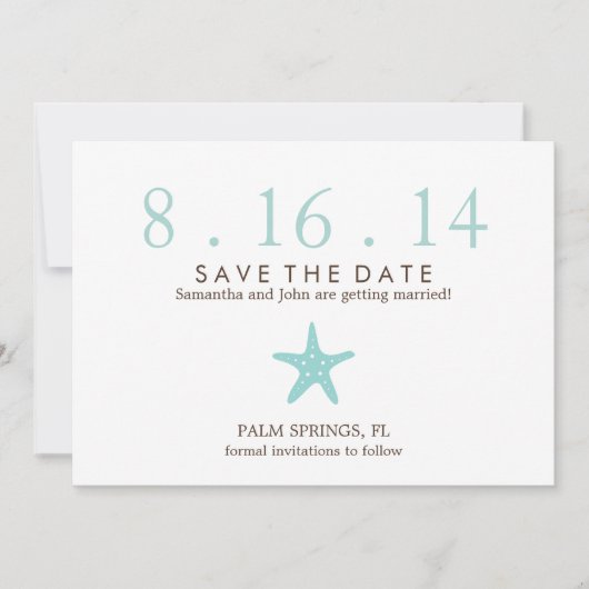 Invitation Étoile de mer mint mariage à retenir (Devant)