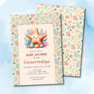 Invitation Étoile de mer pastel pour Baby Shower personnalisé
