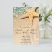 Invitation Étoile de mer Plage de sable Mariage (Debout devant)