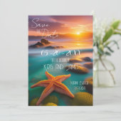 Invitation étoile de mer plage Enregistrez la date (Debout devant)
