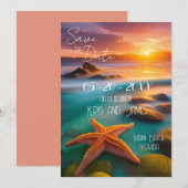 Invitation étoile de mer plage Enregistrez la date (Devant / Derrière)