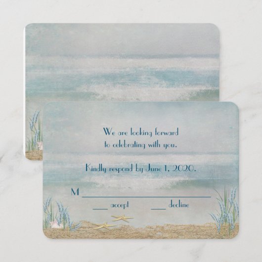Invitation étoile de mer sur la plage pour RSVP-mariage (Devant / Derrière)