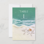 Invitation Étoile de mer sur la table de numéro d'eau de mer  (Devant)