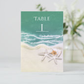 Invitation Étoile de mer sur la table de numéro d'eau de mer  (Debout devant)