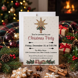 Invitation Étoile de paille nordique pour le haut du sapin de