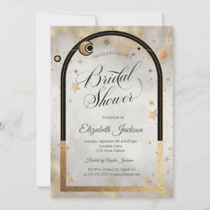 Invitation Étoile de soleil lune galaxie dorée céleste Shower